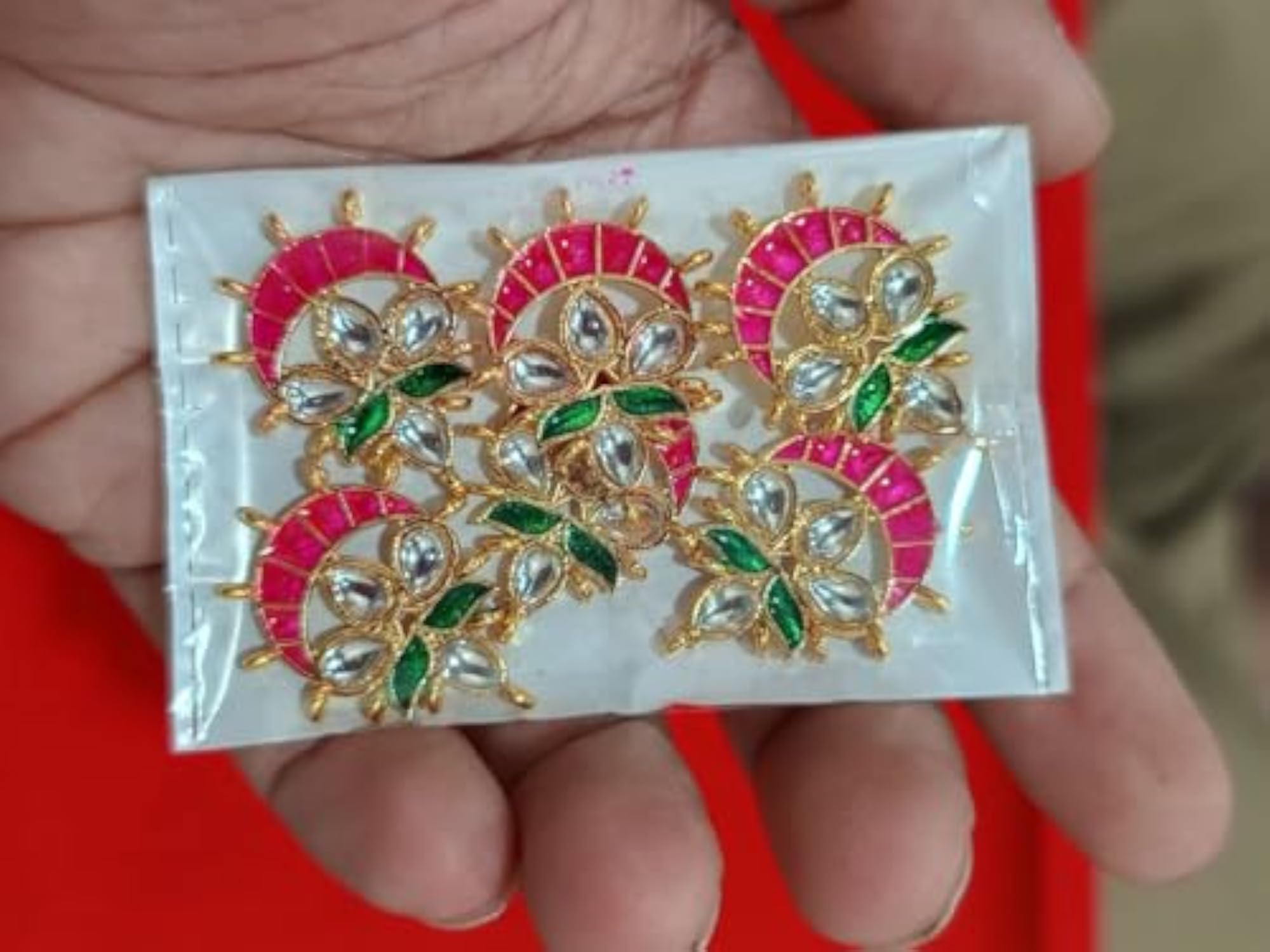 4 Stone Meenkari Chandrakor Pendant Pack of 6